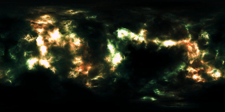 Deep space, stars and nebula, 360 degrees panorama, HDRI high resolution environment map