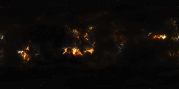 Deep space, stars and nebula, 360 degrees panorama, HDRI high resolution environment map