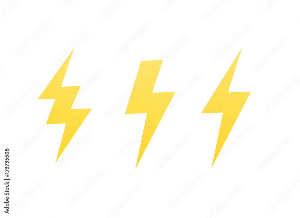 Sticker Lightning bolts, vector signs on white