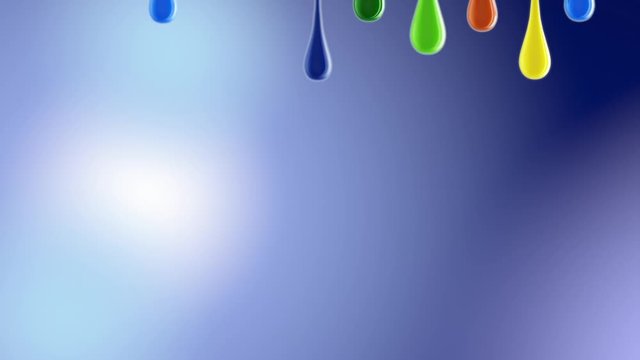 3D multicolor colorful glossy paint blobs dripping down
