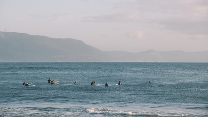 Surfers waiting
