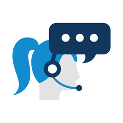 call center woman operator customer support and speech bubble