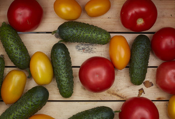 Assortment of fresh  vegetables in a wooden box