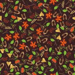 Vector seamless autumn nature pattern.