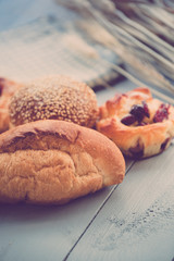 vintage bread on wood