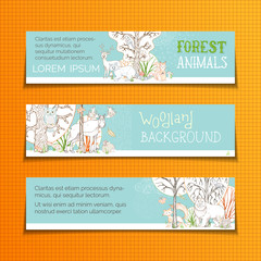 Vector set of forest horizontal banners.