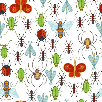Vector seamless insects pattern.