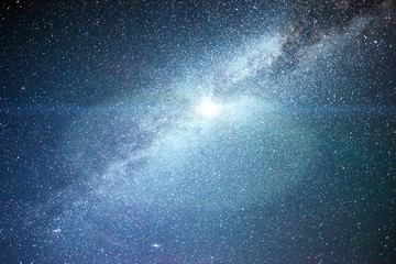 Vibrant night sky with stars and nebula and galaxy. Deep sky astrophoto