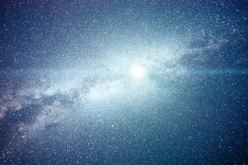 Vibrant night sky with stars and nebula and galaxy. Deep sky astrophoto