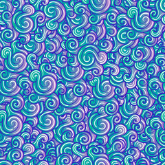Fototapeta premium Vector waves decorative doodles seamless pattern colorful