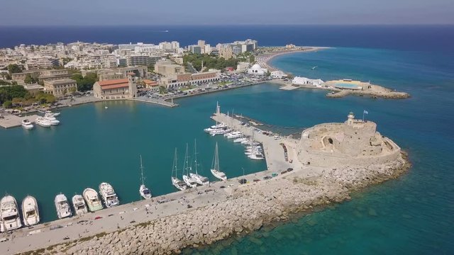 Fort of St. Nicholas in Rhodes. Aerial view
