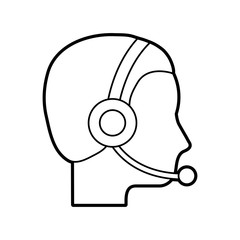 profile man operator of customer service with headset work
