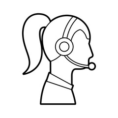 operator woman profile customer service wearing headphones and microphone