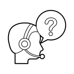 customer service operator with headset and speech bubble