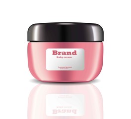 Pink cream Vector realistic cosmetics. Product package labels design