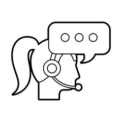 call center woman operator customer support and speech bubble