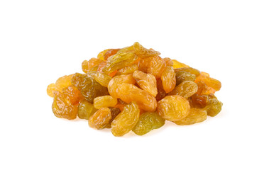 Sweet raisins on white background