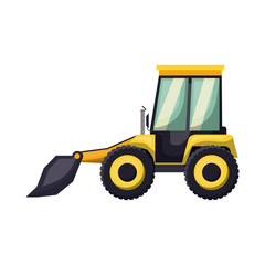 bulldozer flat icon colorful silhouette with half shadow