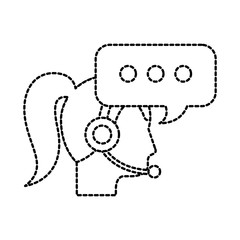 operator woman profile customer service wearing headphones and microphone