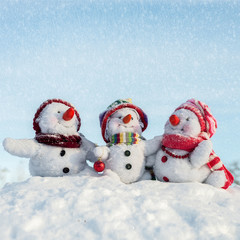 Happy snowman family