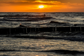 Ustronie Morskie,zachód słońca. Bałtyk