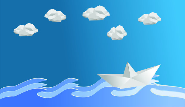 Paper boat in ocean