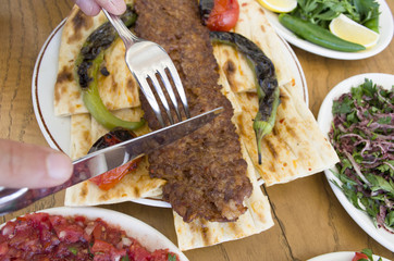Kebab eating and adana kebab menu