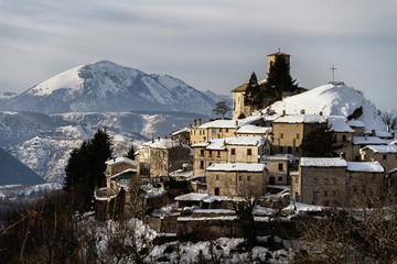 Winter in Italy - Appennino in the snow, Marche Italy