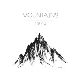 hand drawn vintage vector logo with mountains