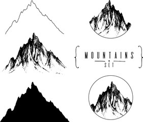 hand drawn vintage vector logo with mountains