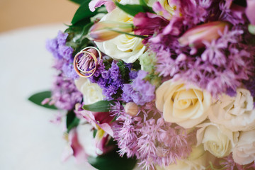 wedding bouquet and ring detail