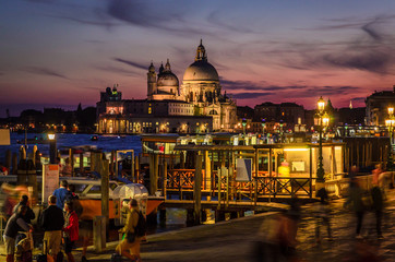 Fototapeta na wymiar Night view on Santa Maria della Salute basilica in Venice, Italy