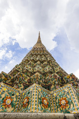 Beautiful detail of pagoda  at Wat Pho temple.