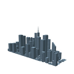 3D model of city. Isolated on white background. Vector illustration.