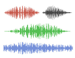 Various sound waves. Isolated on white background. Vector illustration.