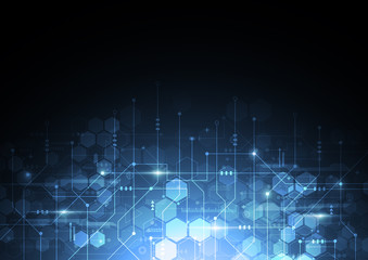 Abstract background with technology circuit board texture. Electronic motherboard illustration. Communication and engineering concept. Vector illustration