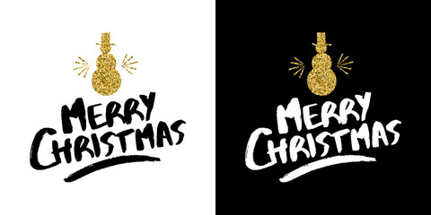 Christmas gold glitter hand drawn holiday quote