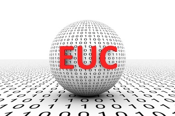 EUC conceptual sphere binary code 3d illustration