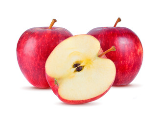 red apple on white background