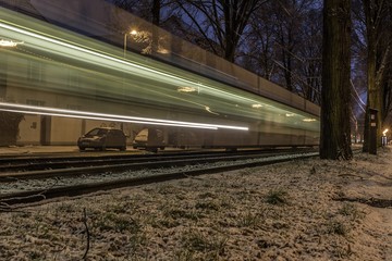 KVB Train pass at night