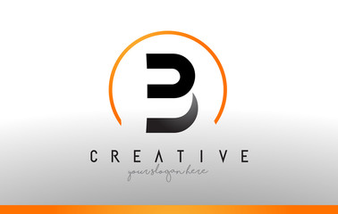 B Letter Logo Design with Black Orange Color. Cool Modern Icon Template.