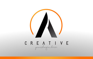 A Letter Logo Design with Black Orange Color. Cool Modern Icon Template.