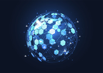 Global network connection. World map point and line composition concept of global business. Vector Illustration