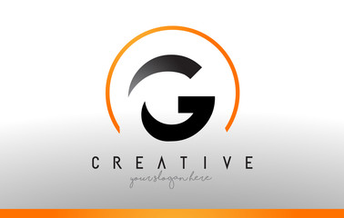 Fototapeta premium G Letter Logo Design with Black Orange Color. Cool Modern Icon Template.