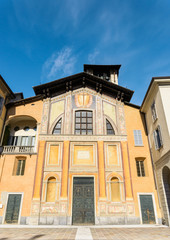 Fototapeta na wymiar Front facade of the Basilica di San Giacomo in Como, Italy - a 16th century church
