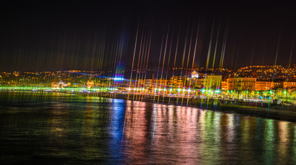 Fototapeta na wymiar Night view of Nice, Cote d'Azur, French Riviera, France