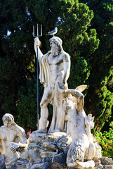 Fountain of Neptune at Piazza del Popolo in city of Rome, Italy