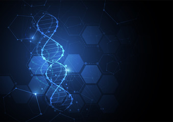 Science template, wallpaper or banner with a DNA molecules.