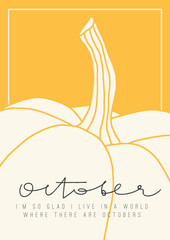 Cartoon pumpkin background. Seasonal illustrated template with place for text