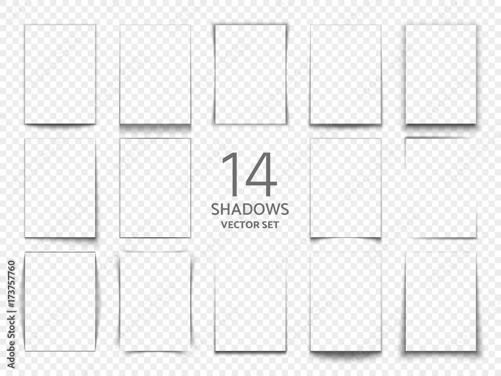 Poster rectangular shadow box frames from paper sheets. 3d transparent shadows effect